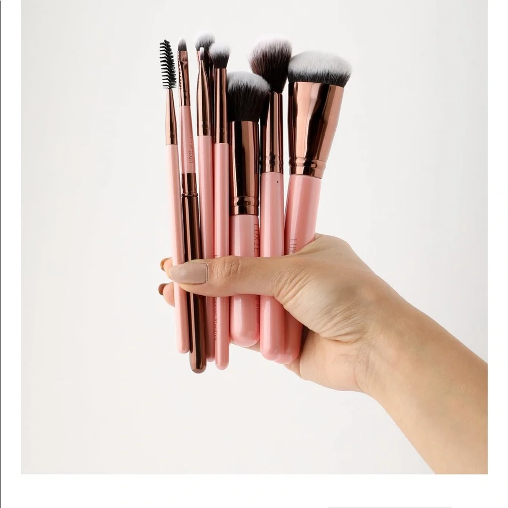 LUXIE 8p COMPLETE FACE BRUSH SET - ROSE GOLD $80 NIB